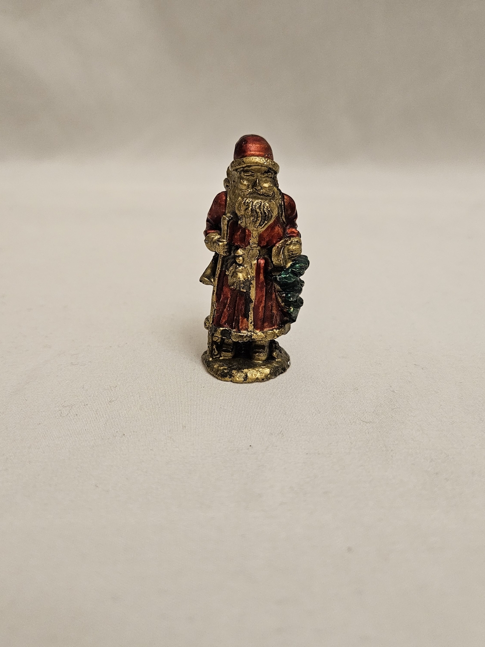Antique Pewter Collection Miniature Vintage 90s Red Gold Santa Figurine Holiday